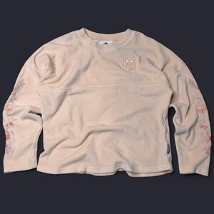 Walt Disney World Spirit Jersey Peach Velour Floral Embroidered Youth L